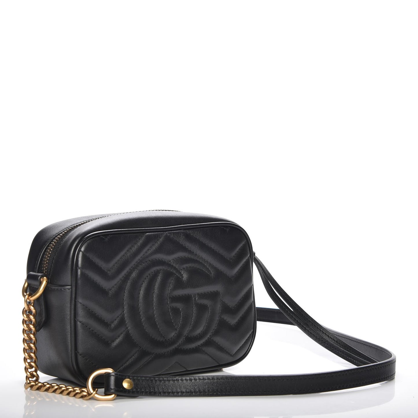 Calfskin Matelasse Mini GG Marmont Chain Shoulder Bag Black