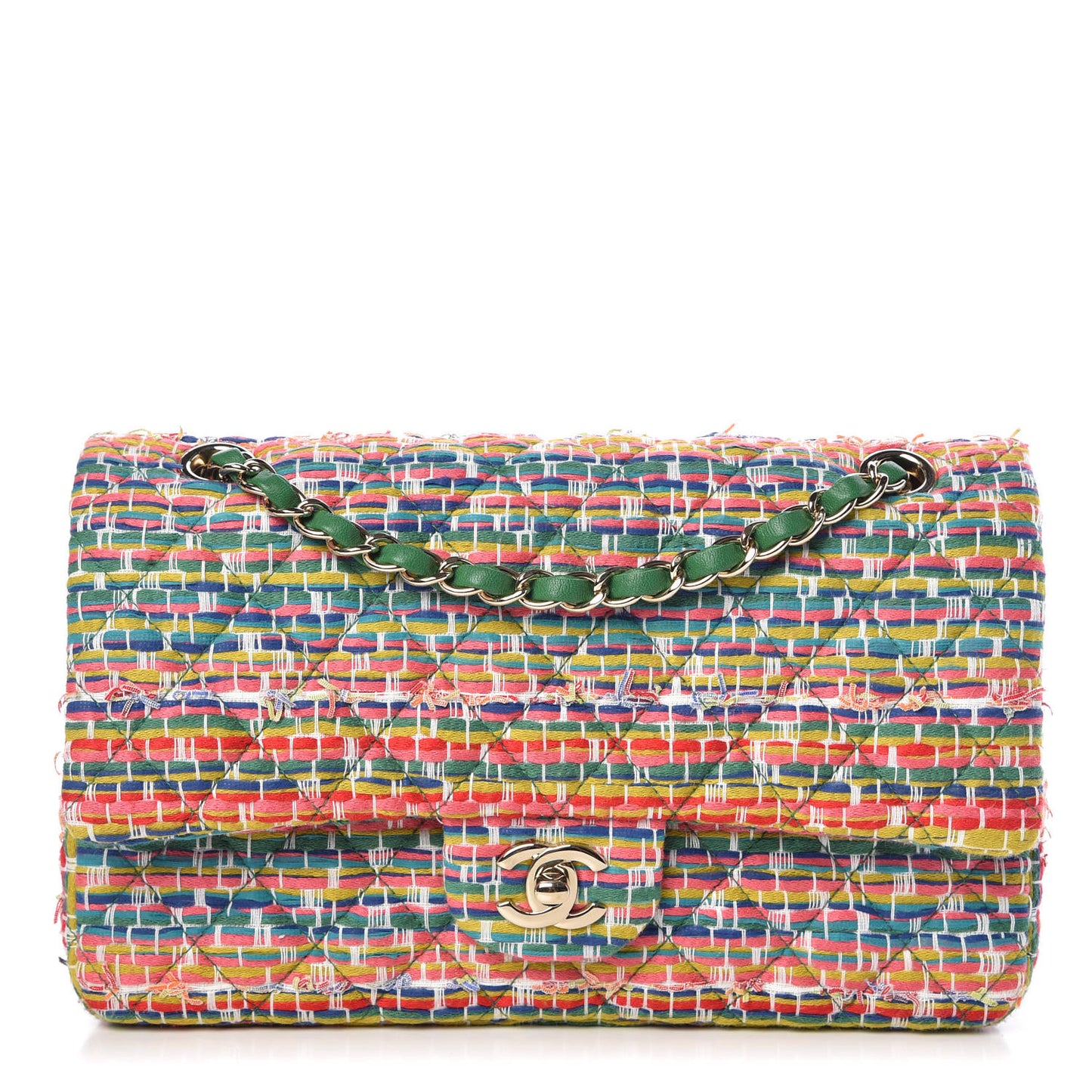 Tweed Quilted Medium Double Flap Multicolor