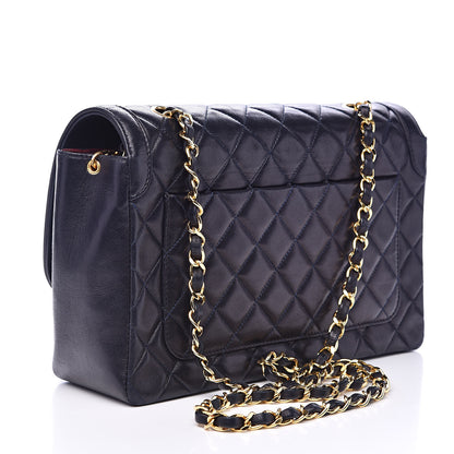 Chanel Lambskin Quilted Medium Single Flap Navy Blue 4 of 16