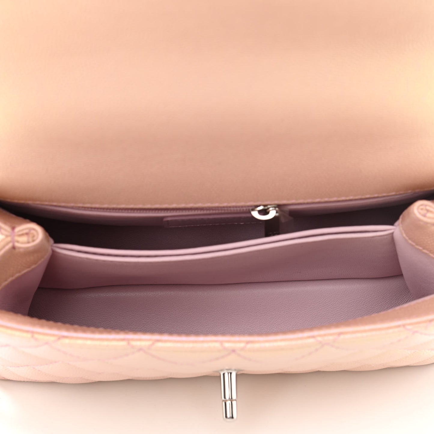 Iridescent Caviar Quilted Mini Coco Handle Flap Pink