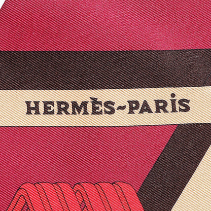 Hermes Silk Sangles en Zigzag Fleuries Maxi Twilly Bordeaux Jaune Vif Vert 4 of 5