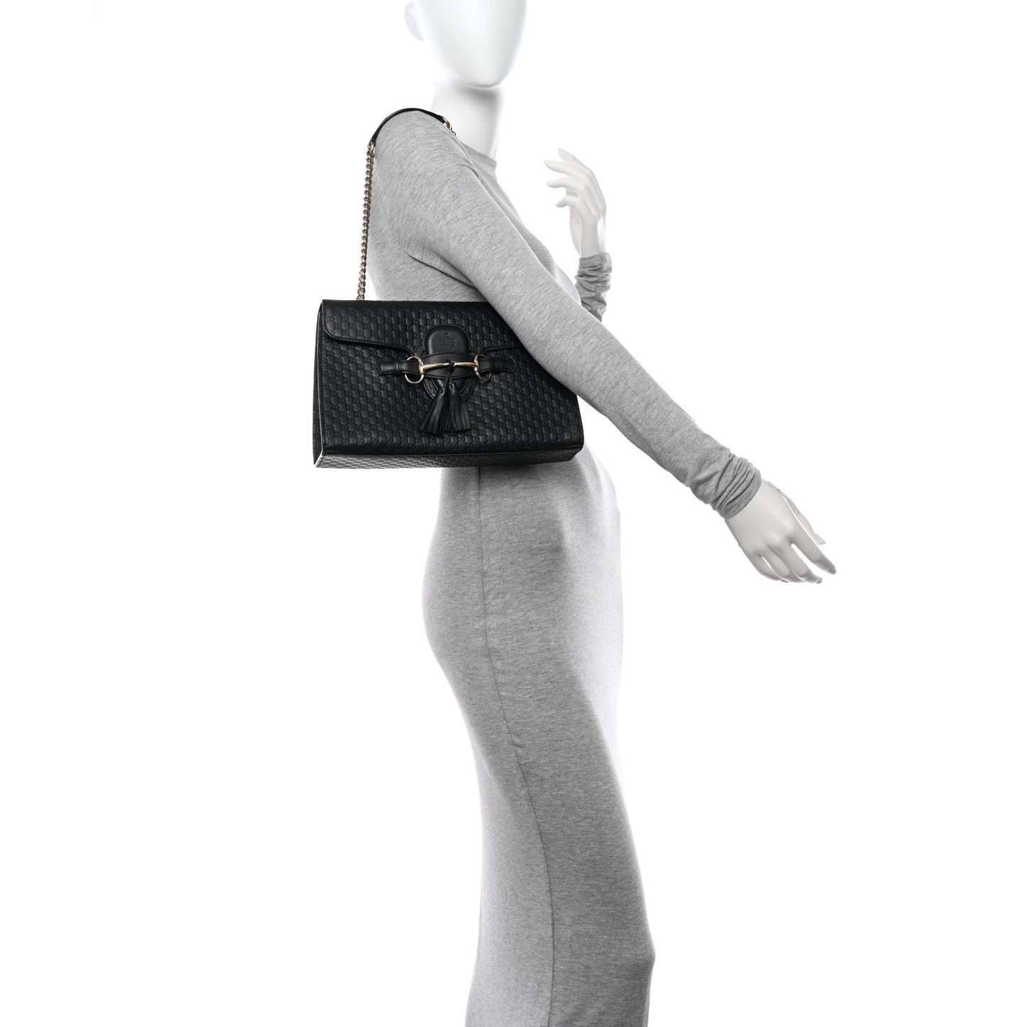 Microguccissima Medium Emily Chain Shoulder Bag Black