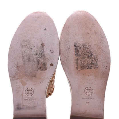 Chanel Suede Grosgrain CC Espadrille Mules 36 Dark Beige 11 of 12