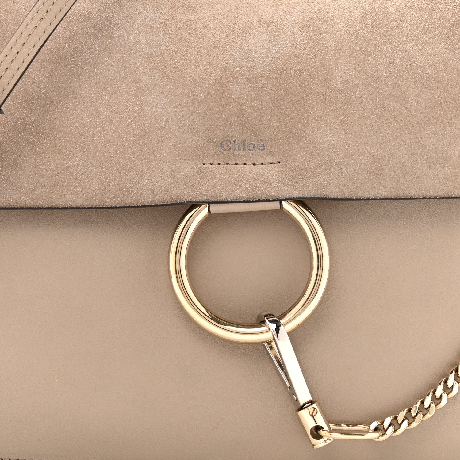 Chloe Calfskin Suede Medium Faye Shoulder Bag Motty Grey 9 of 16