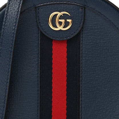 Gucci Soft Textured Calfskin Web Mini Ophidia Round Shoulder Bag Blue Agata 9 of 11