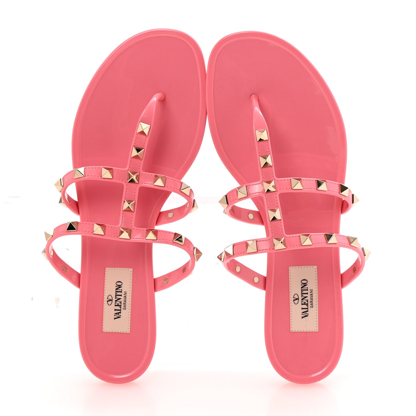 PVC Jelly Rockstud Caged Flat Thong Sandals 39 Sweet Pink
