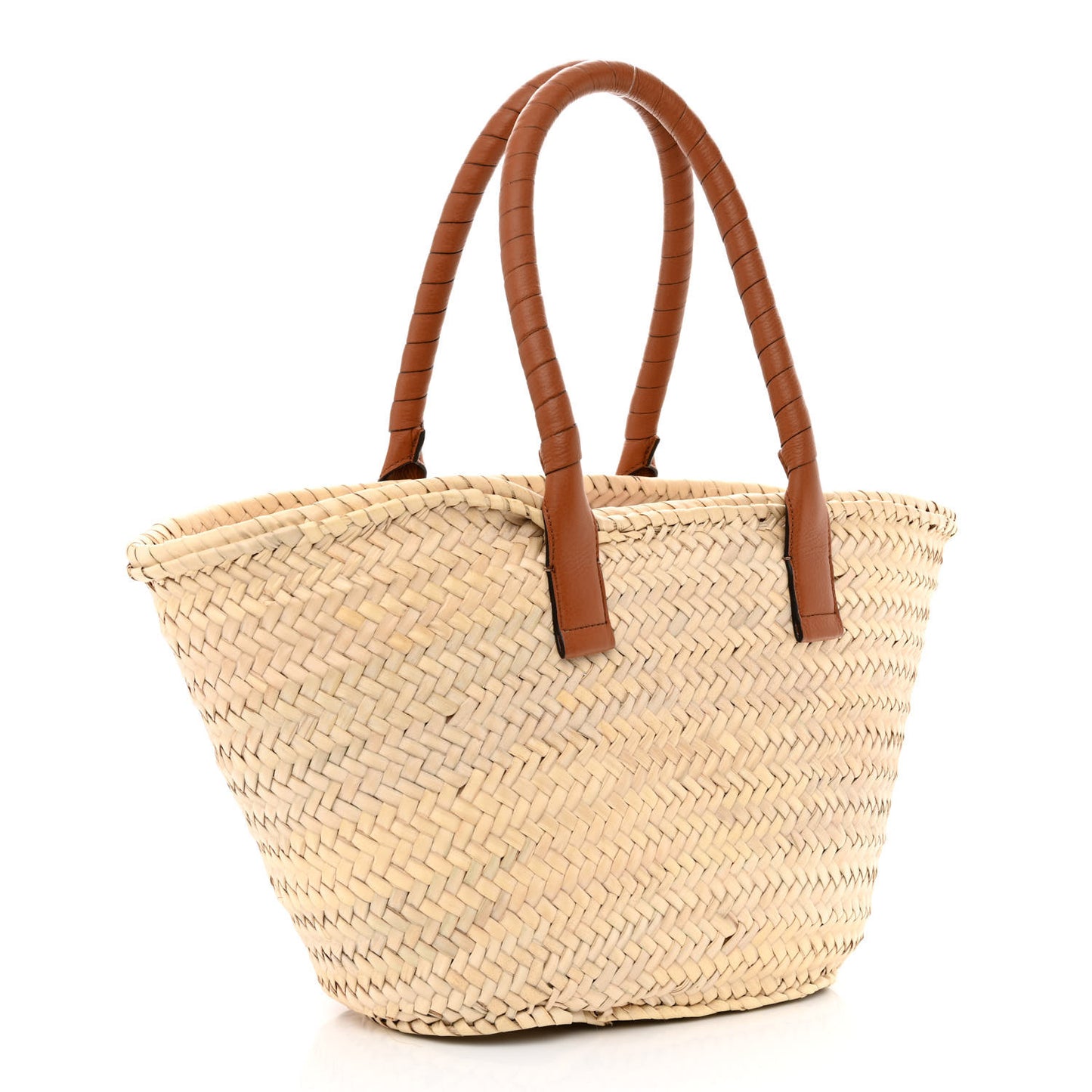 Raffia Small Grain Calfskin Medium Marcie Basket Tan
