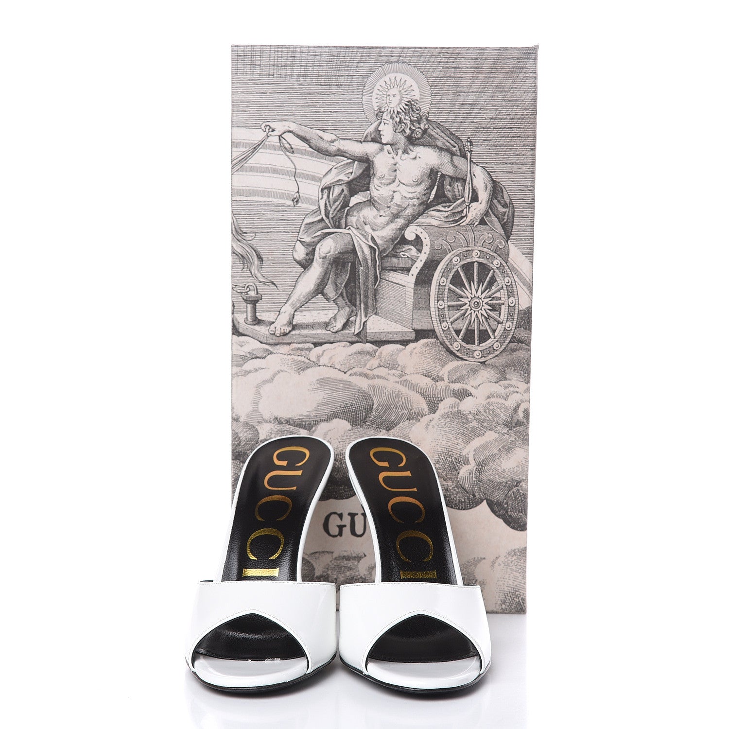 Gucci Polished Calfskin Scarlet Mid Heel Slide Sandals 35.5 Great White 9 of 9