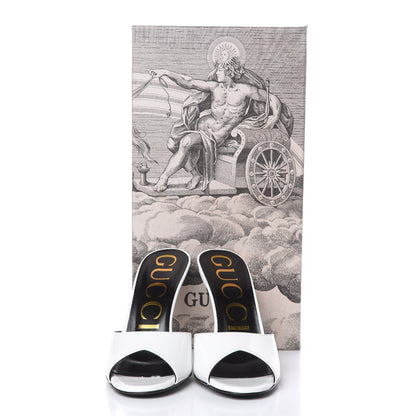 Gucci Polished Calfskin Scarlet Mid Heel Slide Sandals 35.5 Great White 9 of 9