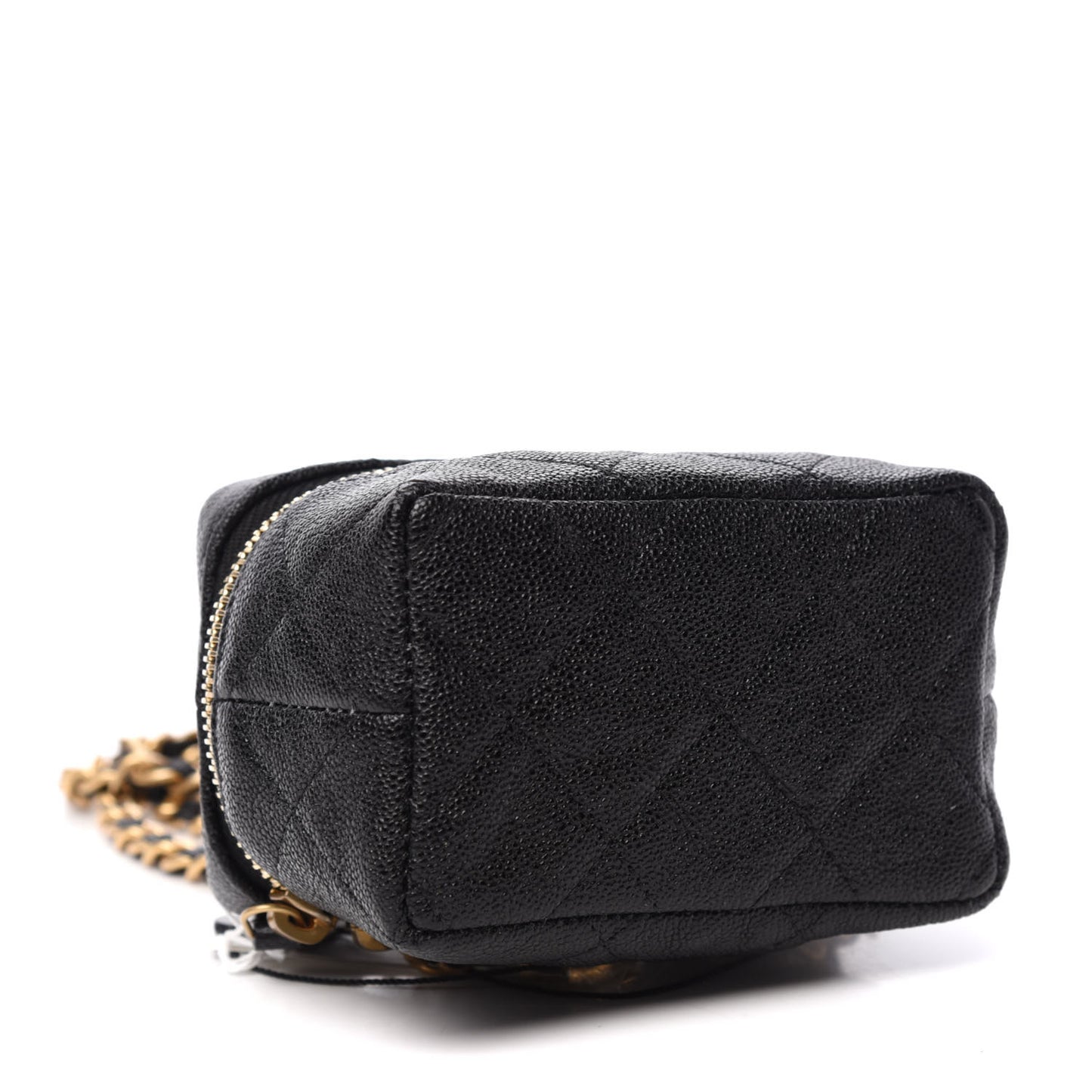Caviar Quilted Mini Top Handle Vanity With Chain Black