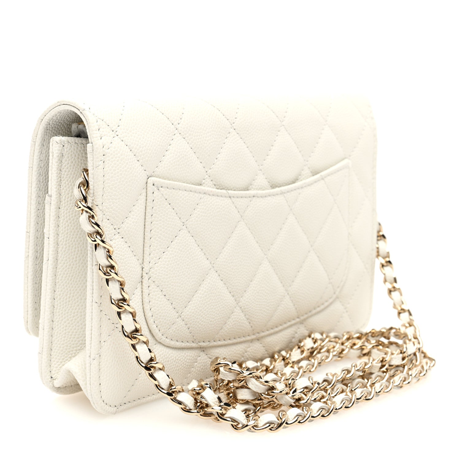 Chanel Caviar Quilted Chain CC Quilted Wallet On Chain WOC White 3 of 10