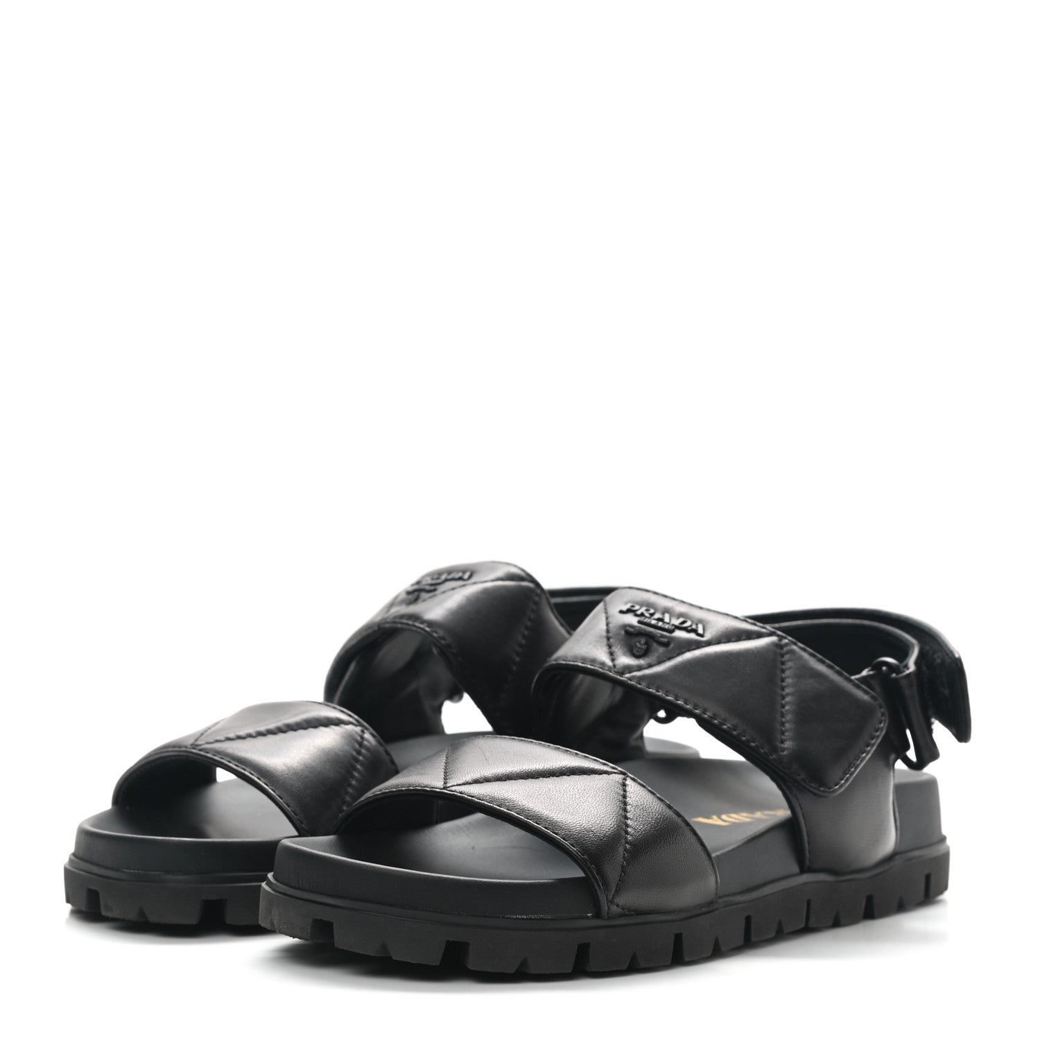 Prada Nappa Logo Quilted 20mm Sport Sandals 36 Black 3 of 8