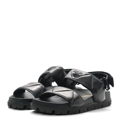 Prada Nappa Logo Quilted 20mm Sport Sandals 36 Black 3 of 8