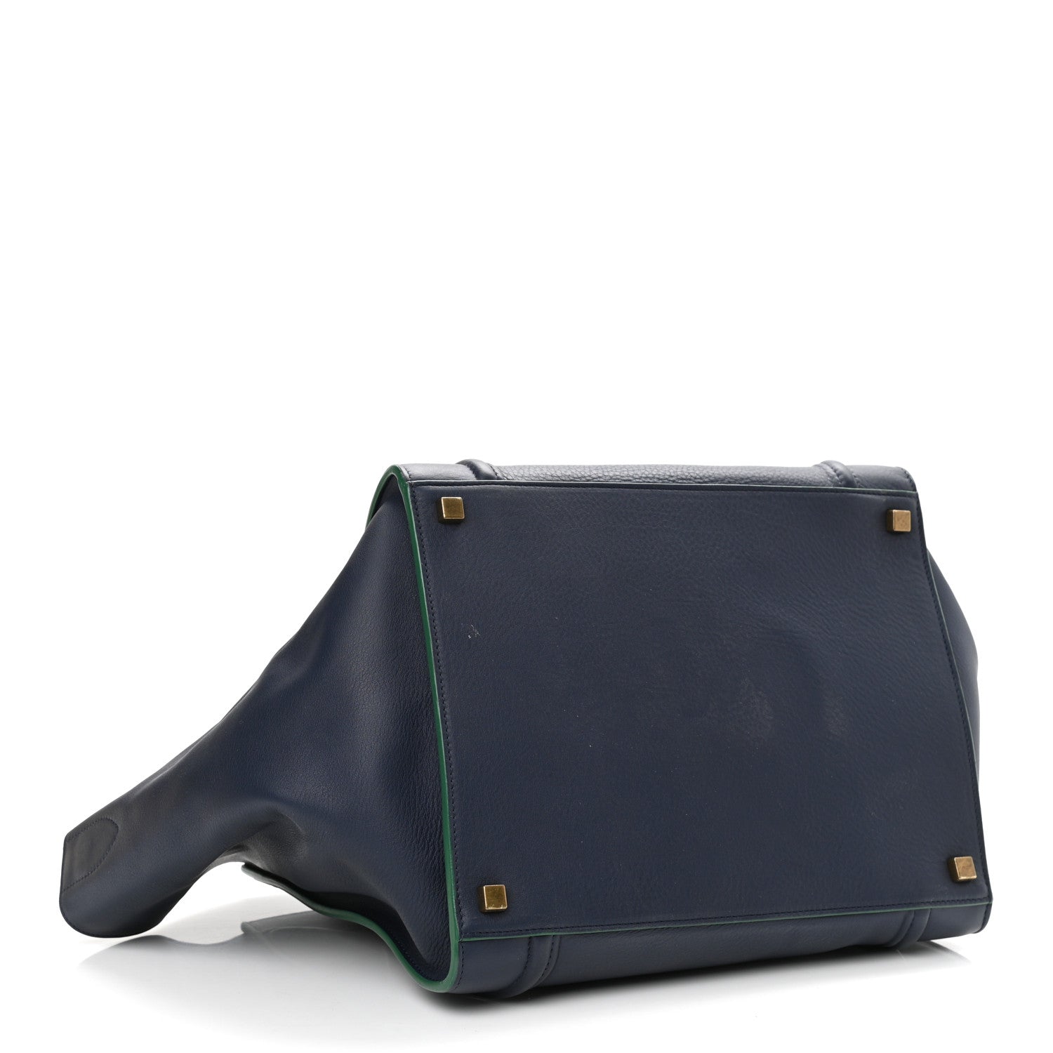 Celine Supple Calfskin Medium Phantom Luggage Navy Blue Green Trim 4 of 8