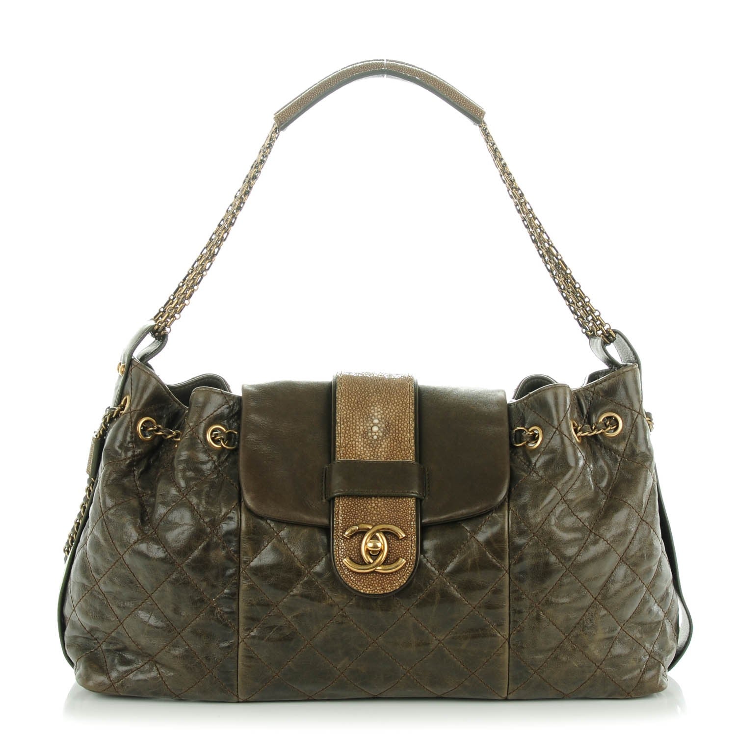 Chanel Glazed Calfskin Stingray Bindi CC Accordion Tote 1 of 8