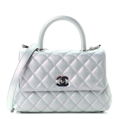 Chanel Iridescent Caviar Quilted Mini Coco Handle Flap Light Blue 1 of 9