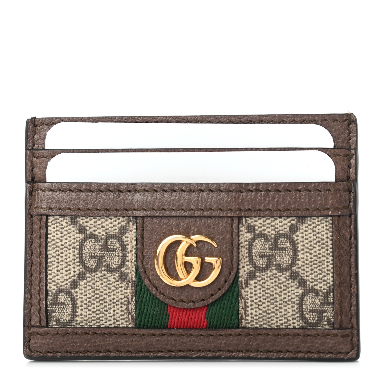 GG Supreme Monogram Ophidia Card Holder Brown