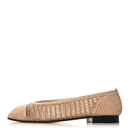 Chanel Raffia Cap Toe Ballerina Flats 37 Beige 1 of 9