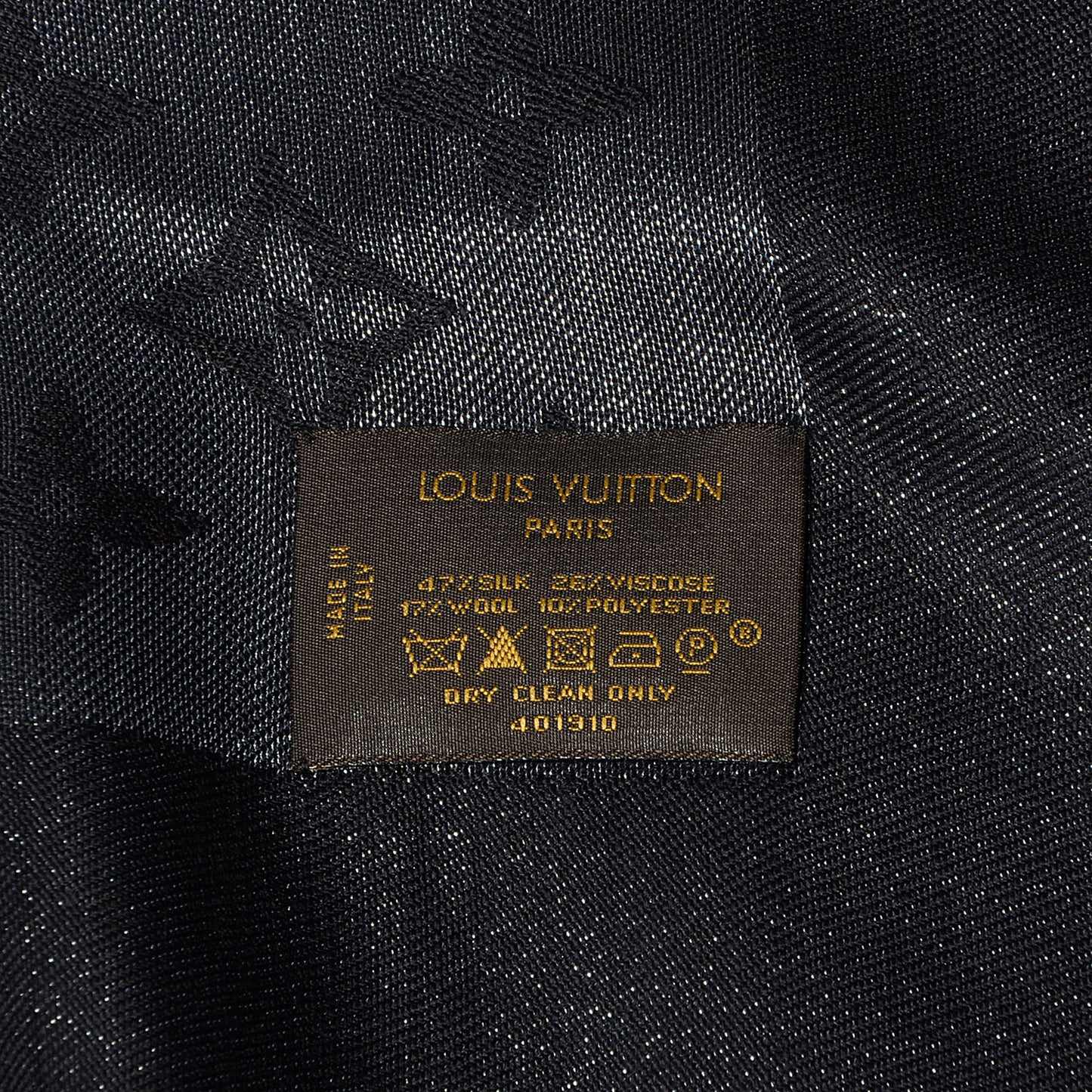 Silk Lurex Wool Monogram Shine Shawl Black