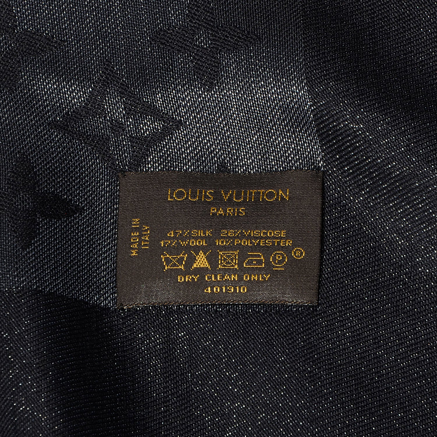 Louis Vuitton Silk Lurex Wool Monogram Shine Shawl Black 5 of 5