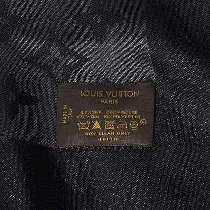 Louis Vuitton Silk Lurex Wool Monogram Shine Shawl Black 5 of 5