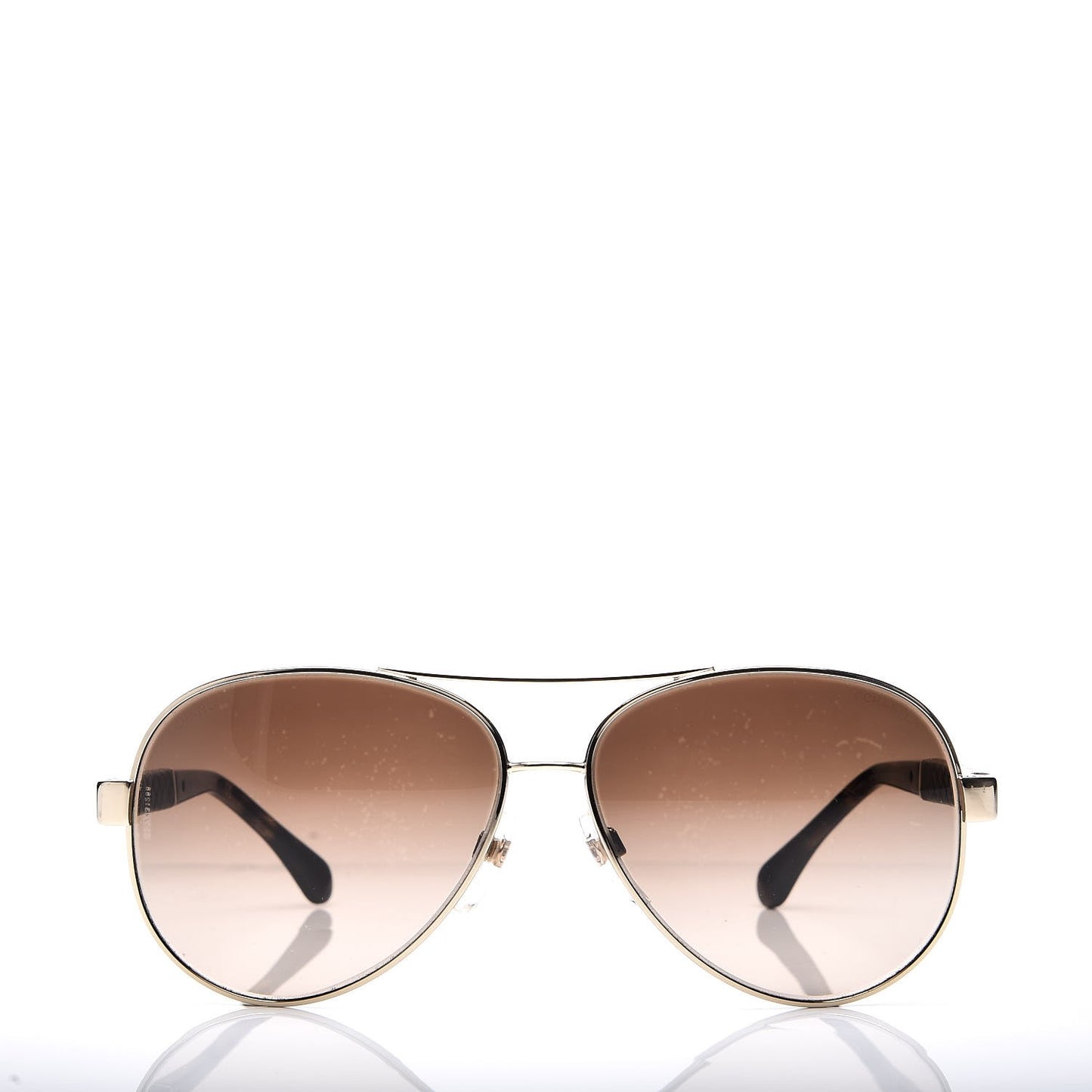 Lambskin Quilted CC Aviator Sunglasses 4195-Q Brown Gold