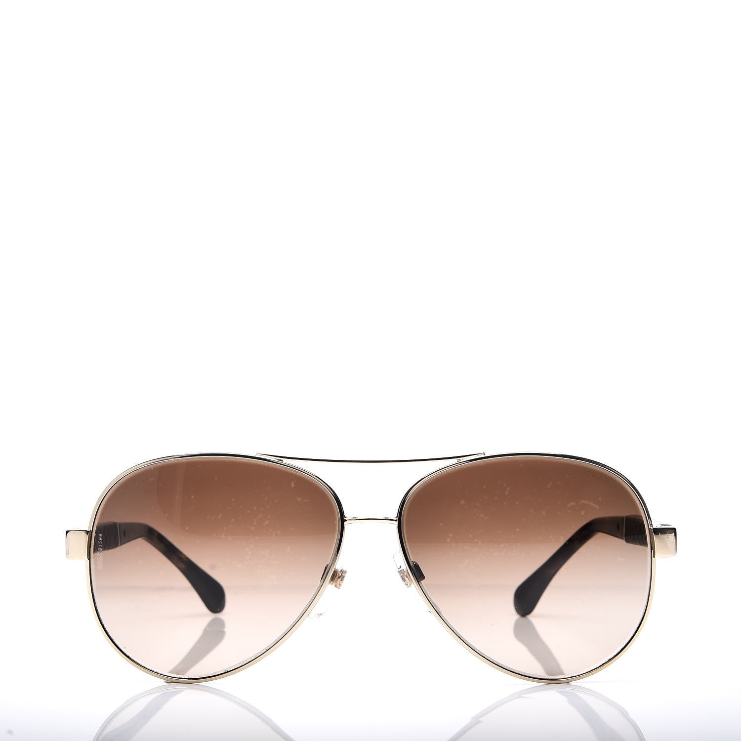 Chanel Lambskin Quilted CC Aviator Sunglasses 4195-Q Brown Gold 2 of 11