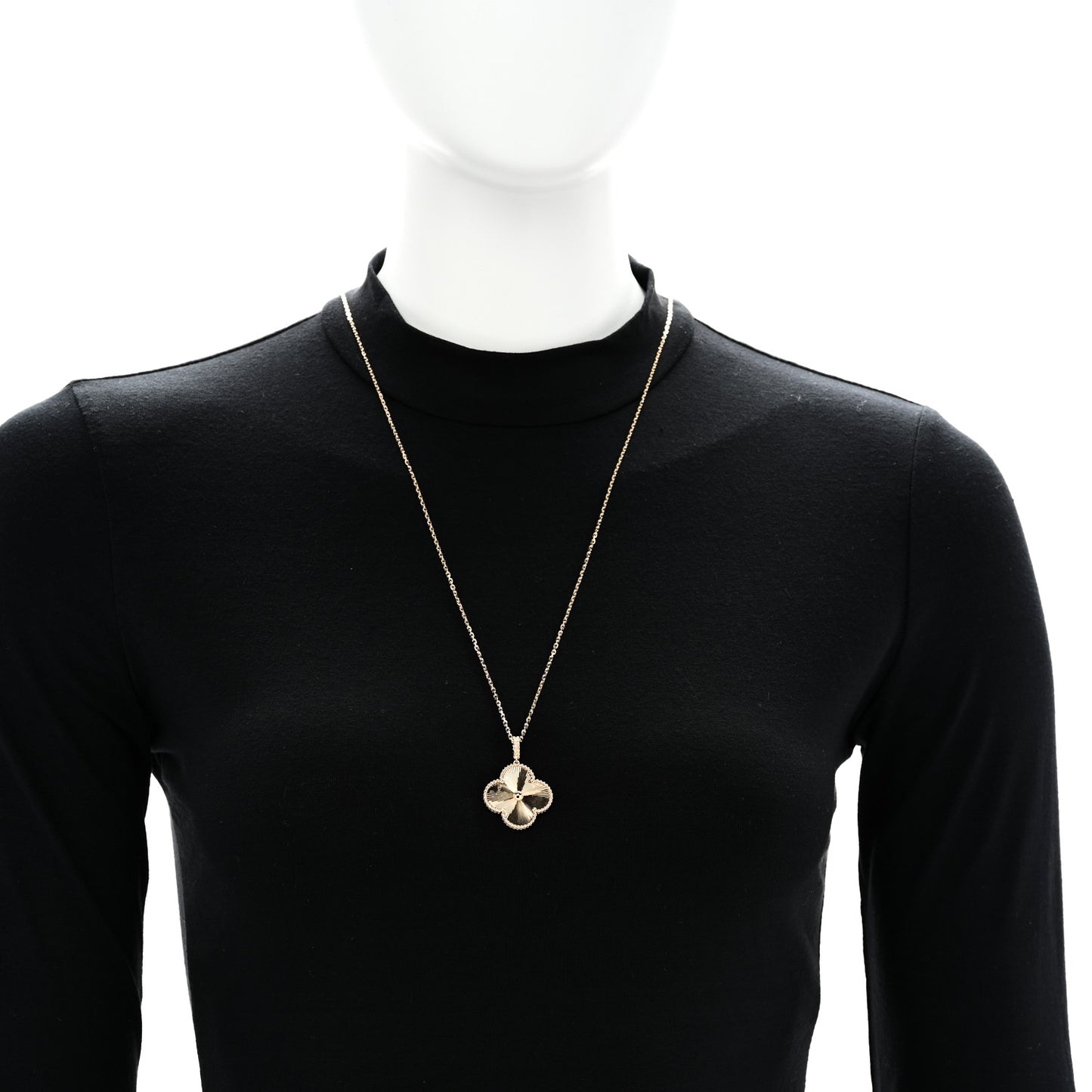 18K Yellow Gold Guilloche Magic Alhambra Long Necklace