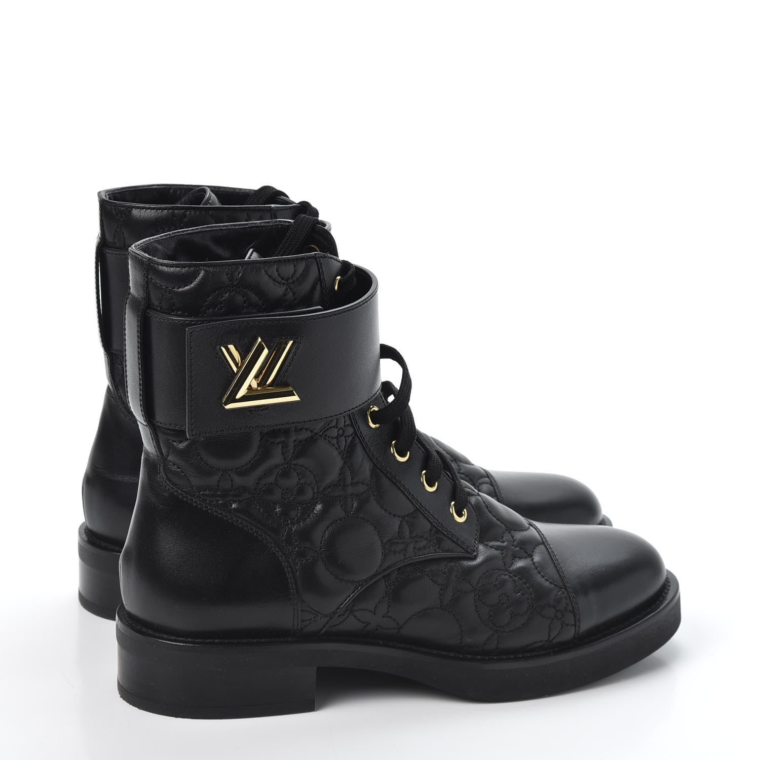 Louis Vuitton Calfskin Embossed Wonderland Ranger Boots 36.5 Black 4 of 11