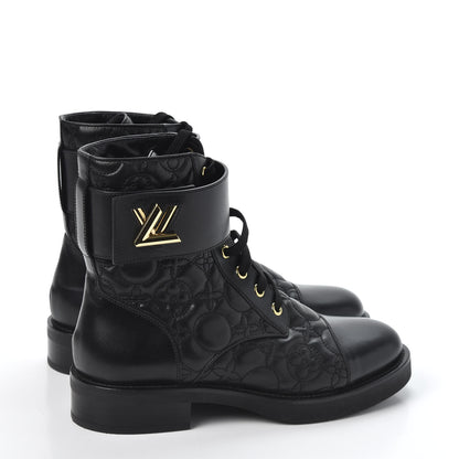 Louis Vuitton Calfskin Embossed Wonderland Ranger Boots 36.5 Black 4 of 11