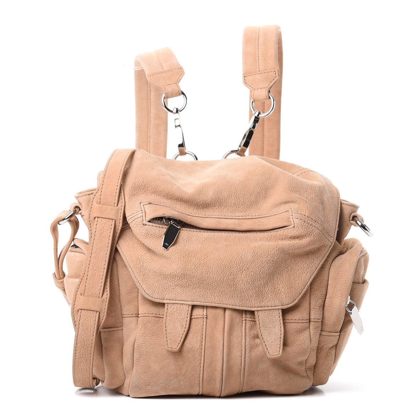 Nubuck Mini Marti Backpack Bag Beige Rhodium Hardware