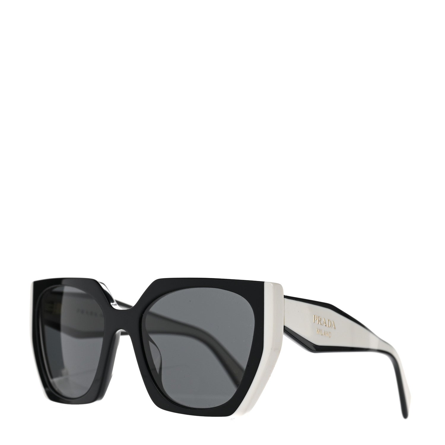 Prada Square Sunglasses SPR 15W Black White 1 of 8