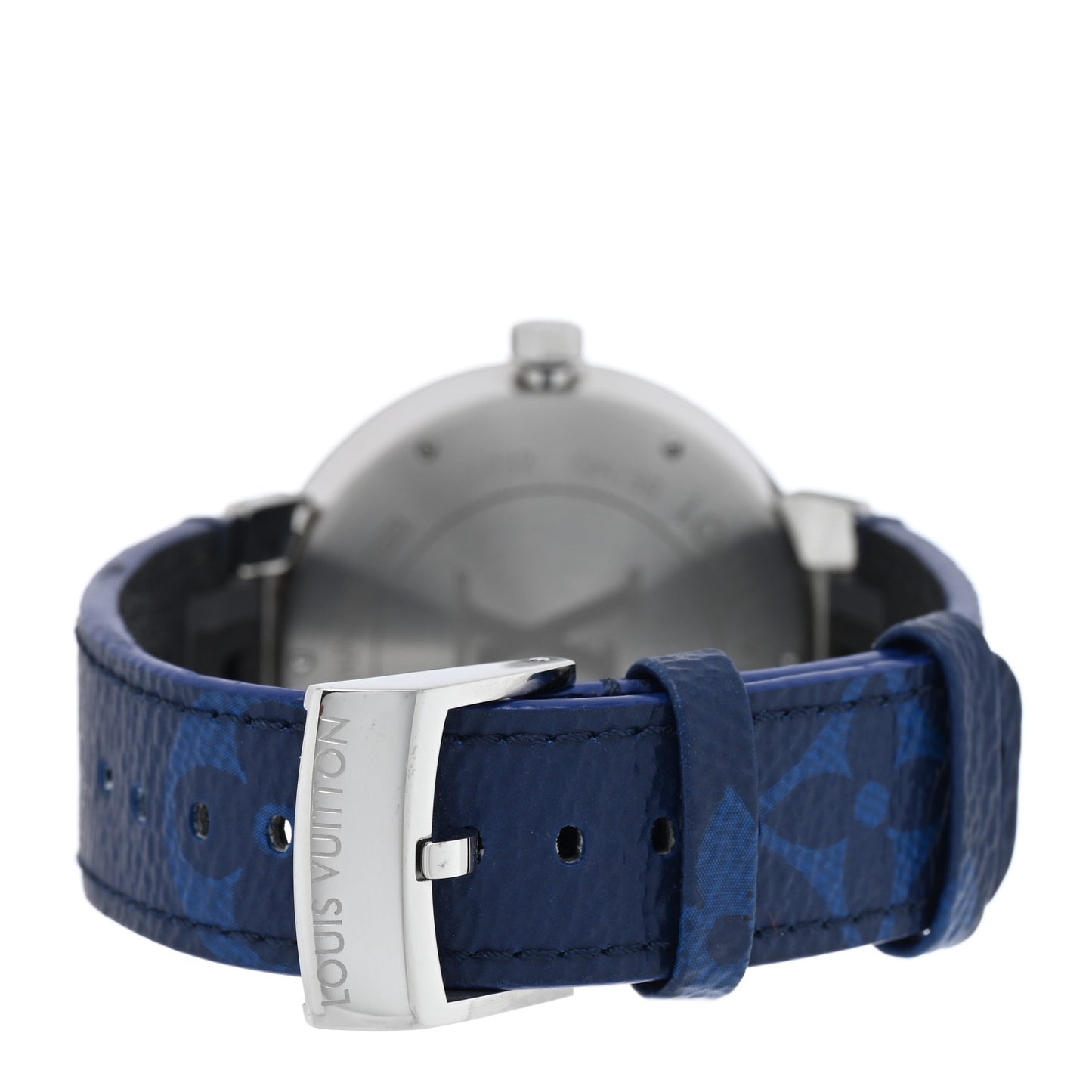 Stainless Steel Monogram 38mm Tambour Slim Quartz Watch Blue