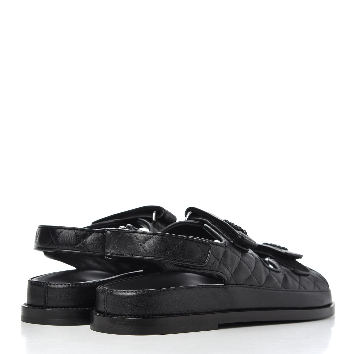 Chanel Lambskin Velcro Dad Sandals 38.5 Black 4 of 16