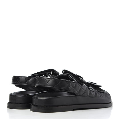 Chanel Lambskin Velcro Dad Sandals 38.5 Black 4 of 16