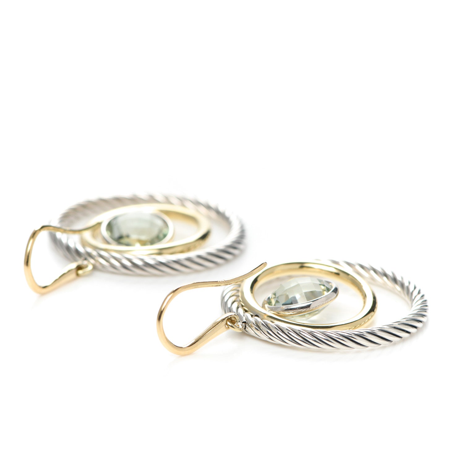 David Yurman 18K Yellow Gold Sterling Silver Prasiolite Mobile Earrings 3 of 5