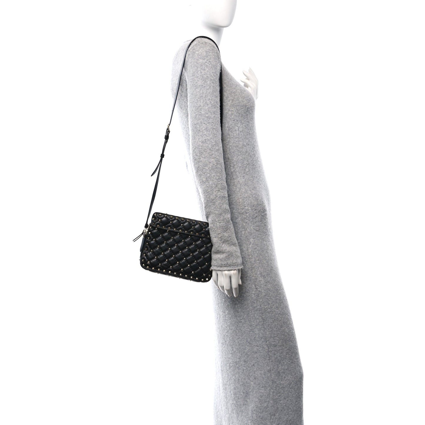 Nappa Rockstud Spike Shoulder Bag Black