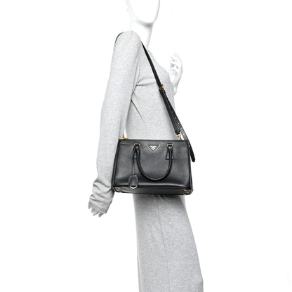 Prada Saffiano Small Galleria Double Zip Tote Black 2 of 13