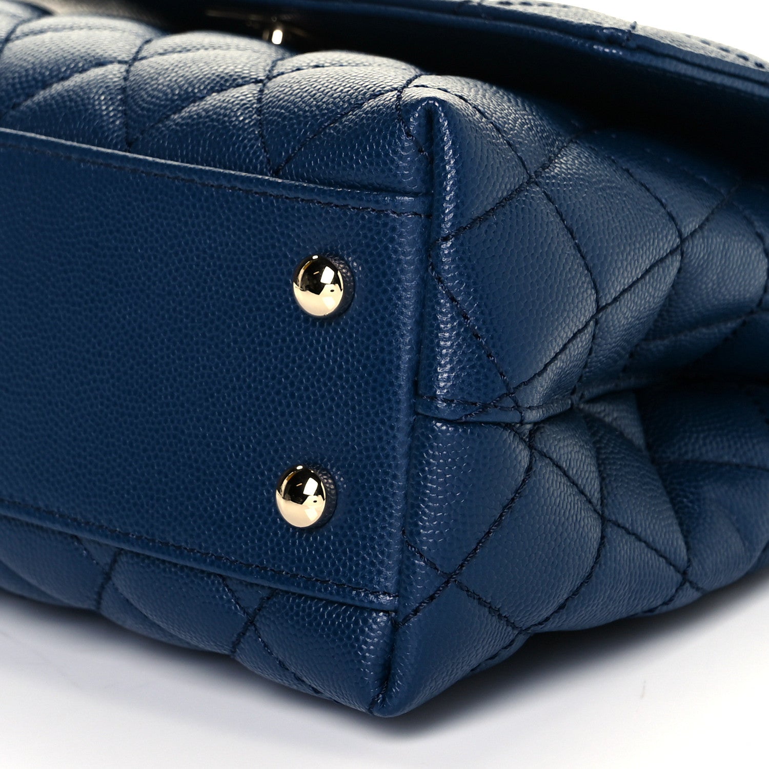 Chanel Caviar Quilted Lizard Embossed Mini Coco Handle Flap Navy Blue 8 of 9
