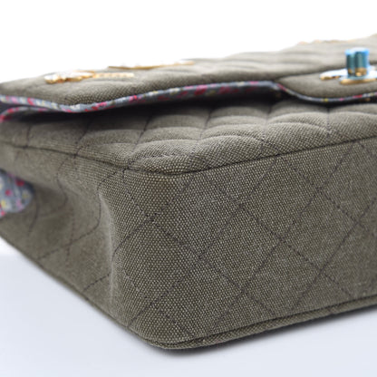 Chanel Toile Quilted Medium Cuba Double Flap Khaki 8 of 10