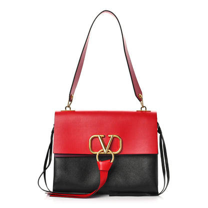 Valentino Garavani Smooth Calfskin Medium Vring Shoulder Bag Rouge Pur Cerise Black 1 of 10
