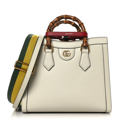Gucci Textured Dollar Calfskin Web Small Diana Tote Bag Mystic White 1 of 8