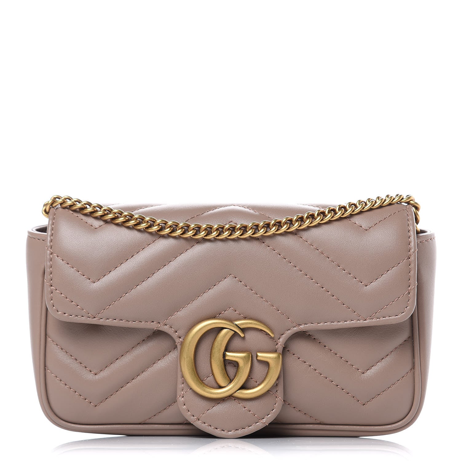 Gucci Calfskin Matelasse Super Mini GG Marmont Shoulder Bag Porcelain Rose 1 of 11
