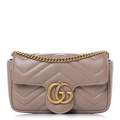 Gucci Calfskin Matelasse Super Mini GG Marmont Shoulder Bag Porcelain Rose 1 of 11