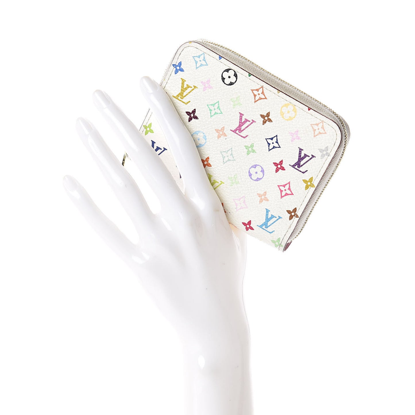 Monogram Multicolor Zippy Coin Purse Wallet White Litchi