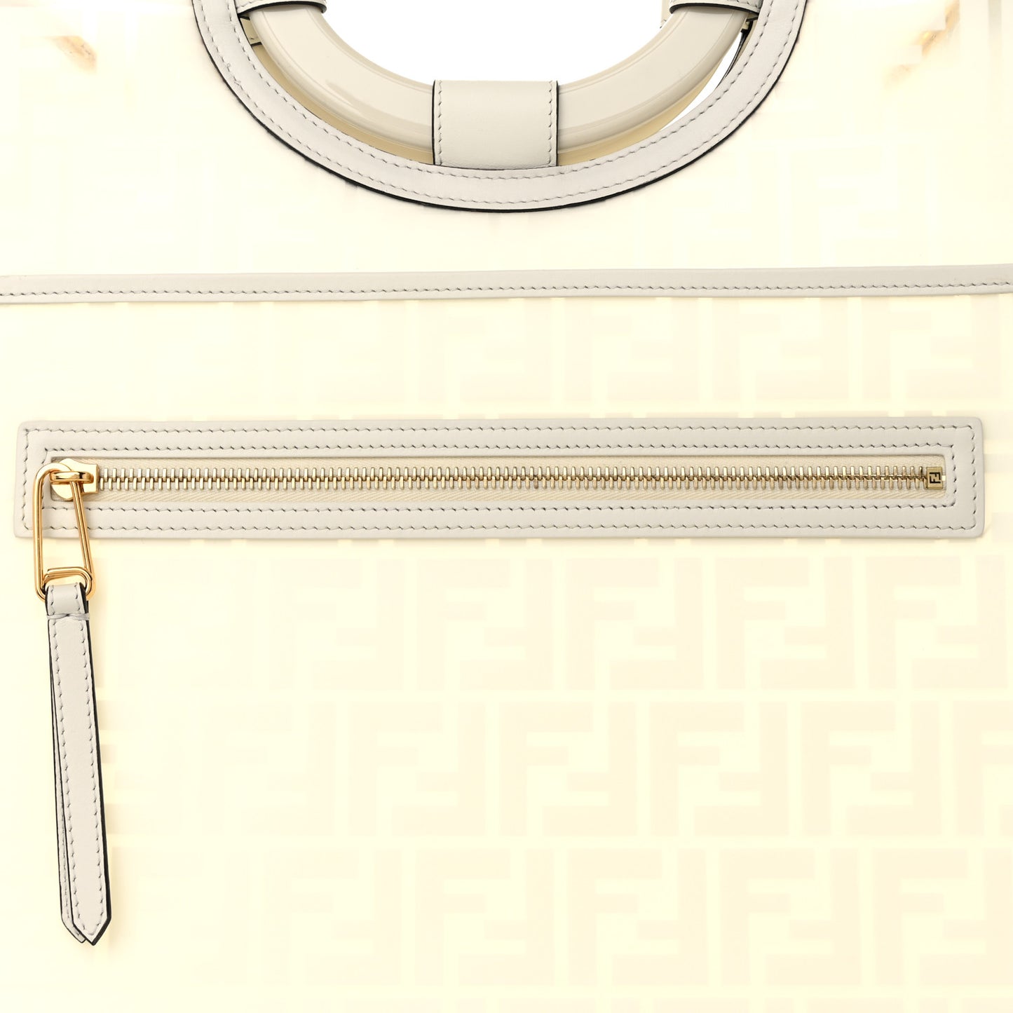 TPU FF Vitello Century Plexiglass Large Runaway Shopper Tote White