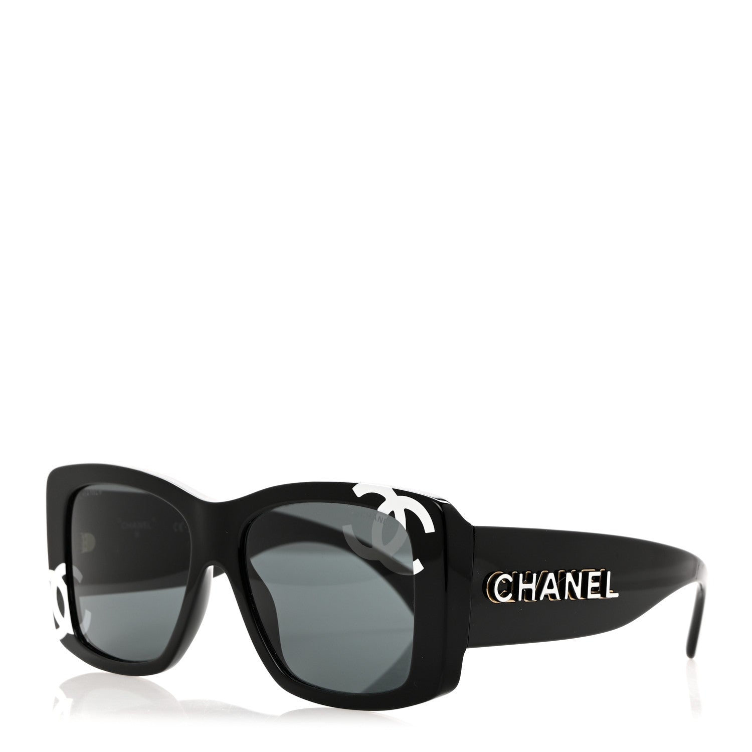 Chanel Acetate CC Logo Square Sunglasses 71472 Black 1 of 8