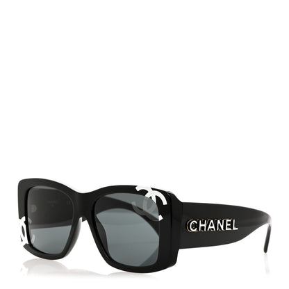 Chanel Acetate CC Logo Square Sunglasses 71472 Black 1 of 8