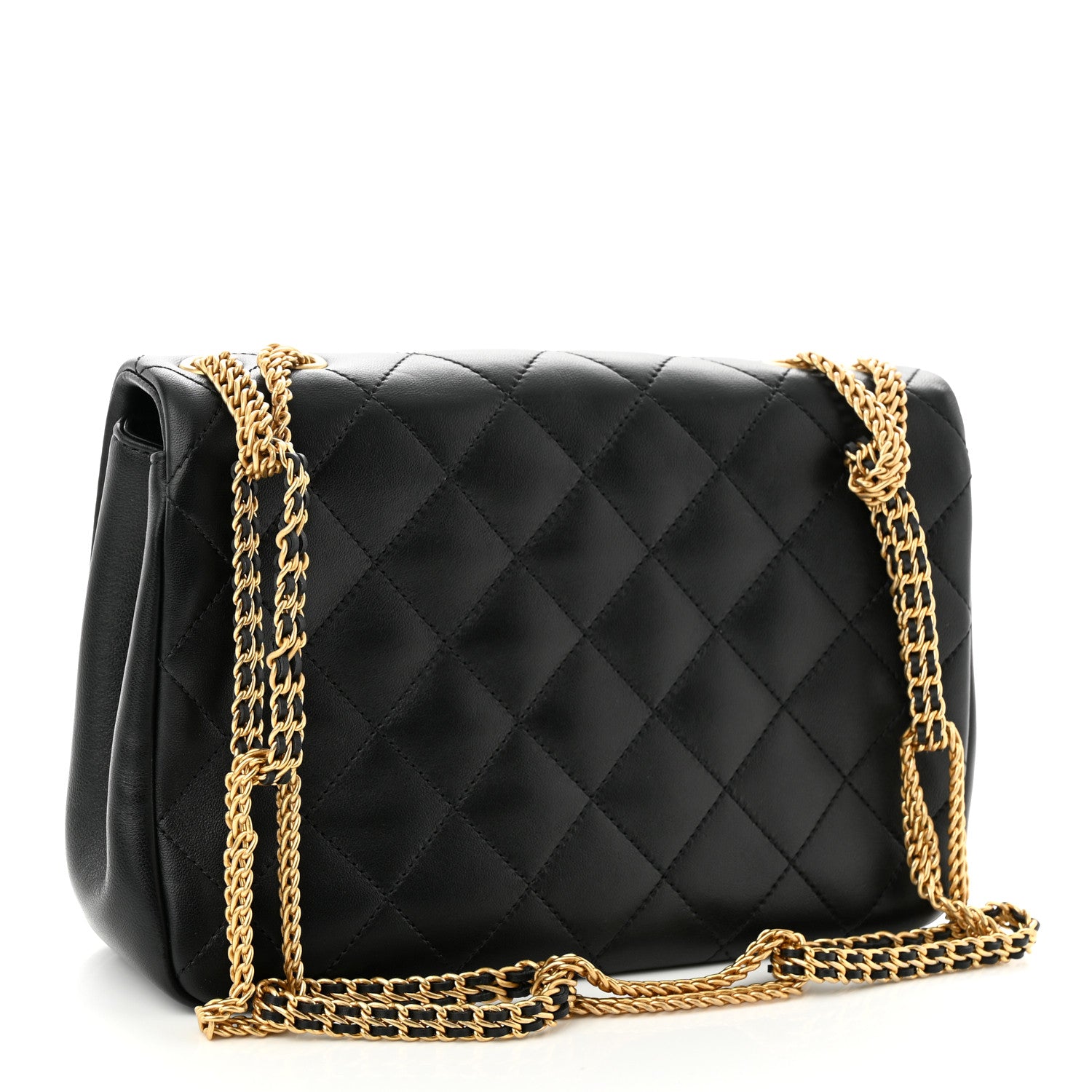 Chanel Lambskin Quilted Chain To Chain Flap Black 3 of 10