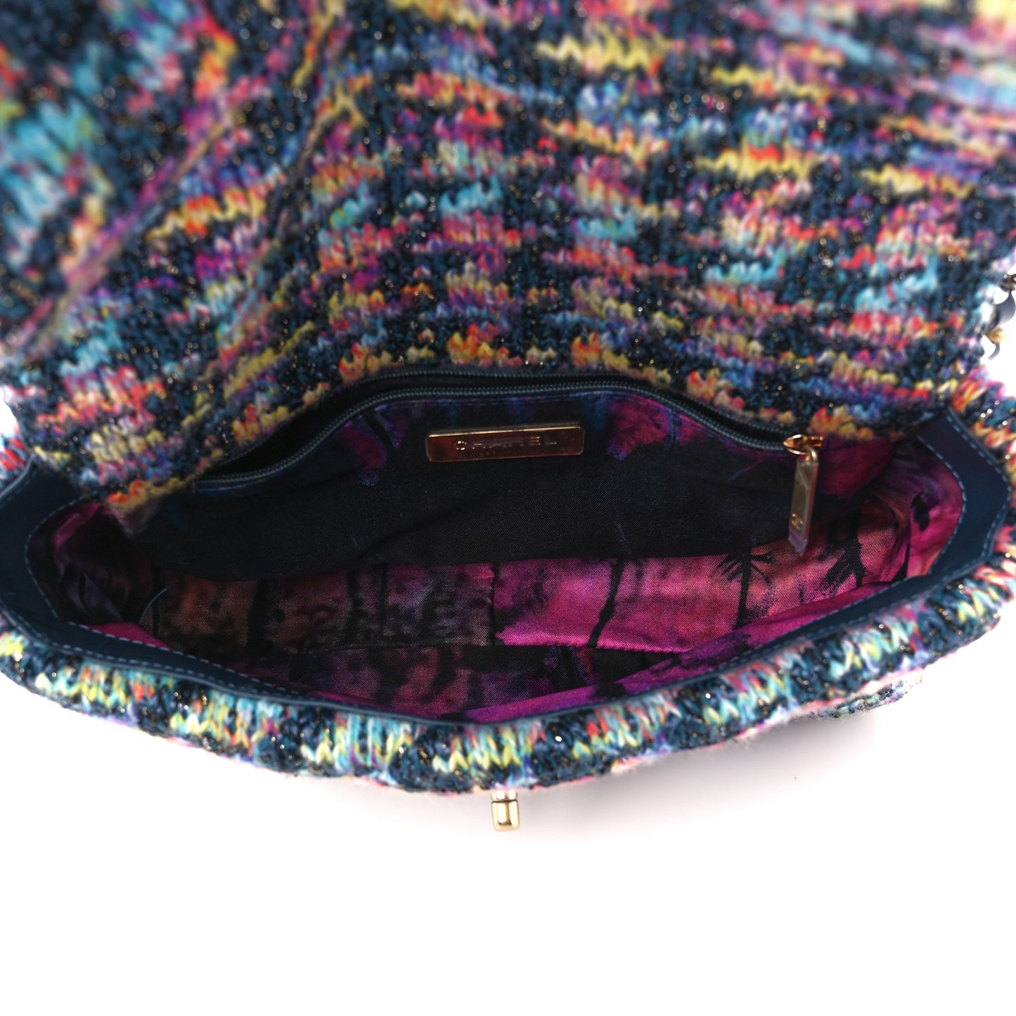 Tweed Quilted Medium Chanel 19 Flap Dark Multicolor